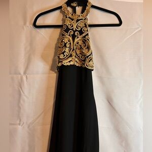 Vintage‎ fancy dress size 7/8 gold/black w zipper EUC  homecoming 90s y2k